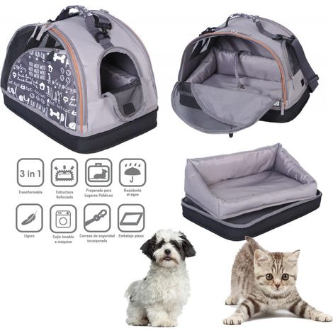 Trasportino per cani e gatti cuccia & borsa 3 in 1 max 6 kg trasformer kalimantan