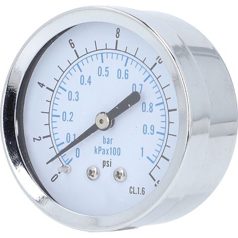 Manomètre axial double échelle 0-1 bar/kPa x100 et 0-15 PSI, filetage 1/4 NPT, cadran 2,5 pouces, pour air, eau et carburant (1/5)