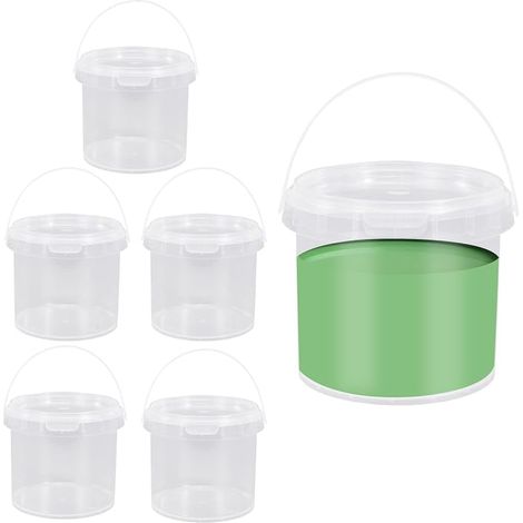 Transparent Paint Buckets with Lids and Handles Empty Paint Pots 1.5L Paint Can for Paint, Pigment (1/5)