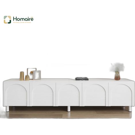 Meuble TV blanc avec rangement en mdf 180 x 38 x 45 cm HOMAIRE (1/5)