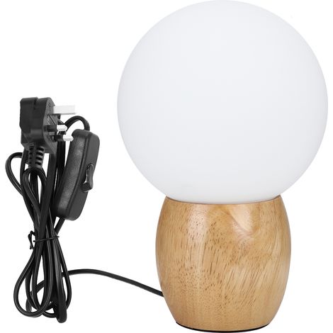 Lampe de chevet Bois naturel Abat-jour verre rond Design polygonal E27 (1/5)