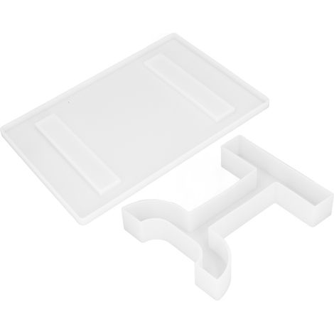 Moule en résine époxy cristal à faire soi-même, cadre de bureau d'ordinateur, moule en silicone pour loisirs créatifs, décoration pour la maison et le bureau (pieds en forme de T, ensemble de bureau 6 (1/5)