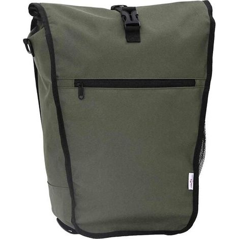 Sacoche de vélo vert olive, dimensions : 34 x 16 x 59 cm, matière : polyester. (1/5)