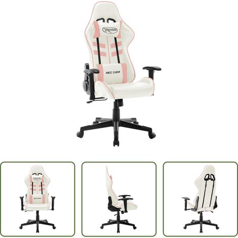 Gamingstuhl Weiß Rosa - Gaming-Stuhl Weiß und Rosa Kunstleder (1/5)