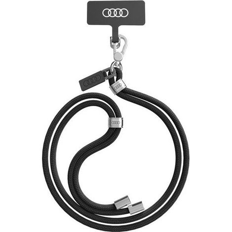 Cordón para teléfono Audi de 120 cm y 6 mm, color negro, para llevar cruzado. (1/3)