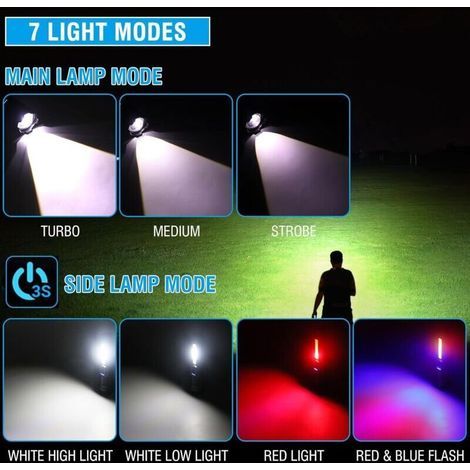 A76 Lampe Torche LED Ultra Puissante 20000 Lmens Lampe de Poche USB Rechargeable 7 Modes Lampe Torche Tactique avec Clip pour Camping Randonnée Urgence (1/3)