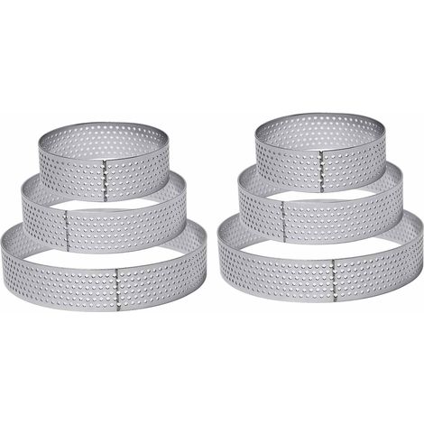 Cercle à Tarte - Acier Inoxydable 304 - 6 Pièces Diamètre 6 cm 8 cm 10 cm Hauteur 2 cm Épaisseur 1 mm - Pour Quiches Gâteaux Mousse Mini Pizzas