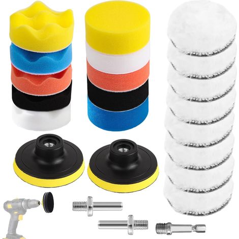 23 Pièces Kit Polissage Voiture pour Polisseuse, 3 Pouces Pad Lustrage Éponge (1/5)
