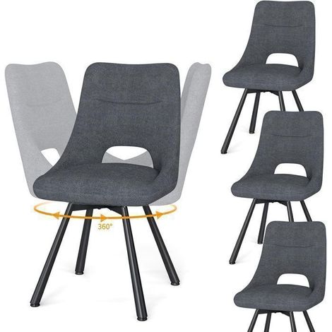 WAFTING Lot de 4 Chaises de Salle à Manger Pivotante à 360°, Chaises de Cuisine avec Pieds en Métal, Gris Foncé