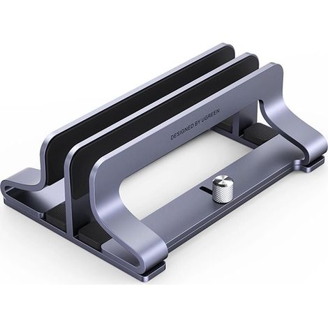 Soporte vertical de aluminio plateado para port谩til y tablet