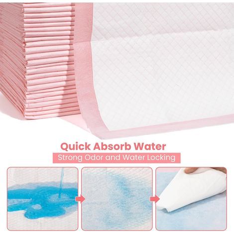 Pet Toilet Training Pads 50Count Disposable Puppy Pee Pads 4560cm for Dogs, Ultra AbsorbentQuick DryLeak-Proof Pet Potty Pads for Dog, Cat, Rabbits and Guinea Pigs (Pink) (1/2)