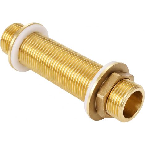 Raccord Cloison Laiton G3/4 Passe Paroi 10cm pour Réservoir d'Eau Pluie (1/5)