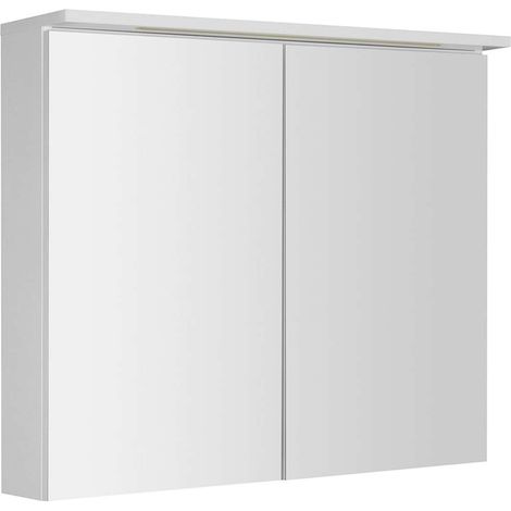Aqualine KAWA - Armario con espejo con iluminación LED, 70x80x22 cm, blanco mate WGL80S (1/5)