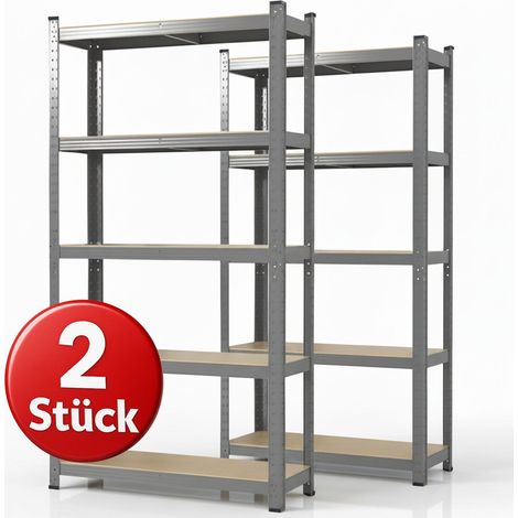 Schwerlastregal Lakota 2er Set Traglast bis 875 kg Grau 200 x 100 x 50 cm