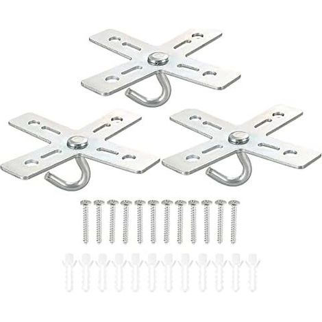 100mm Hook Kit, 6 Set Cross Design Metal Plate Bracket Hanger Holder Ceiling Fan Light Fixture for Hanging Light Fixture Chandelier