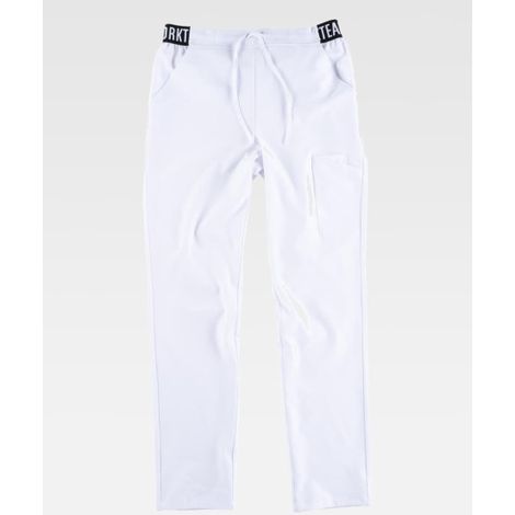 Pantalón unisex de trabajo con tejido elástico B6910  Ideal Servicios L Blanco
