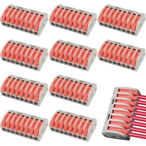 10 x 8-Port Plug-In Electrical Connectors, Secure Connection Terminals 250V/32A for Fast and Reliable Electrical Installation, Domino Electric (1/5)