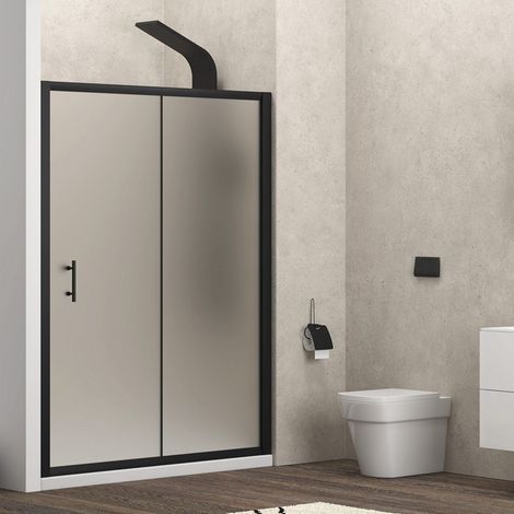 Porta doccia 120cm telaio nero e vetro opaco scorrevole KFN5000NS kamalu