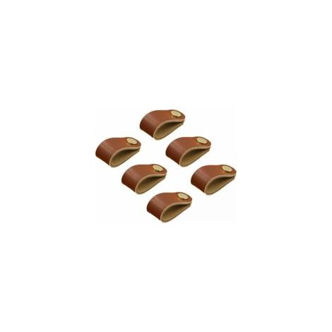 Poignées en cuir, poignées de meubles en cuir, poignées boutons en cuir, poignées en cuir pour armoires de cuisine, poignées fines en cuir avec vis (marron) (1/5)