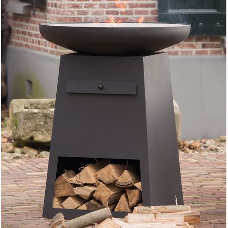 Barbecue avec rangement pour le bois Oryx acier - noir (1/5)