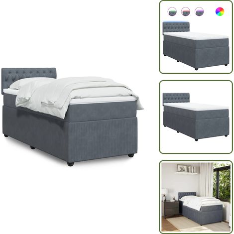 Boxspringbett mit Matratze Dunkelgrau 90x200 cm Samt - Boxspringbett - Boxspringbetten - Bett - Bett Mit Stauraum (1/5)