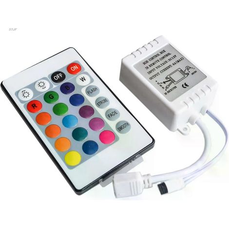 24-Tasten-LED-Lichtsteuerung, kabellos, RGB, IR-Fernbedienung, 12V-Dimmer für 5050 3528 (1/4)
