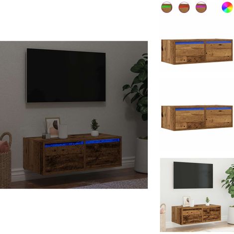 TV-Schrank mit LED-Leuchten Altholz-Optik 75x35,5x25 cm - TV-Schrank - TV-Schränke - HiFi-Schrank - Medienschrank (1/5)