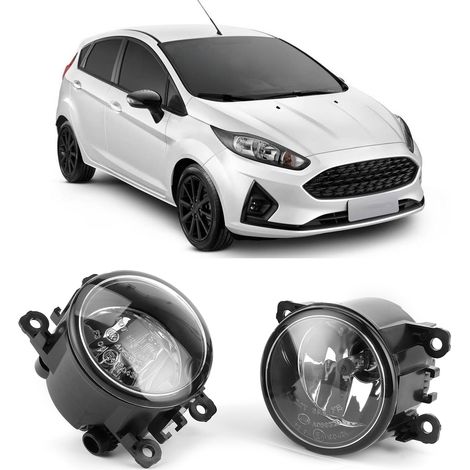 Cache antibrouillard avant de voiture avec garniture chromée, fil de connexion et bouton de commutation adapté à la Ford Fiesta 2019-ON (surdimensionné). (1/5)