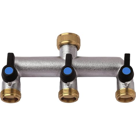 Dreifach-Gartenarmatur 3/4" x 3/4" x 3/4" Messing Vertikale Armatur mit 3 Auslässen Schlauchanschluss und Gartenbewässerung