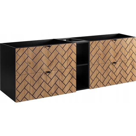 Hängende Waschtischunterschrank - 180 cm - Goldene Eiche - Modernes Design - Mit zusätzlichem Stauraum (1/5)