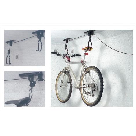 Porte vélo suspendu pour garage avec système de poulie