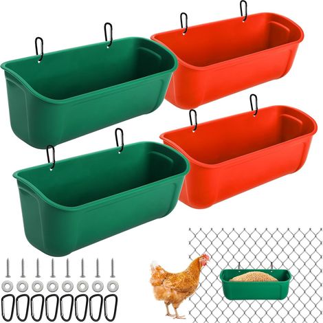 4 mangeoires suspendues pour canards avec pinces pour poulaillers, récipients pour nourriture et eau pour volailles et animaux de ferme, oies.-AquaForge (1/5)