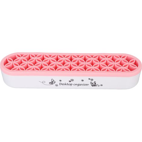 Porte-pinceaux de bureau en silicone, porte-pinceaux de maquillage multifonctionnel, souple et flexible, présentoir pour outils de couture, rose (1/5)
