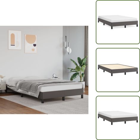 Bettgestell ohne Matratze Grau 120x190 cm Kunstleder - Betten - Bettgestell - Kunstlederbetten - Doppelbett - Boxspringbett (1/5)