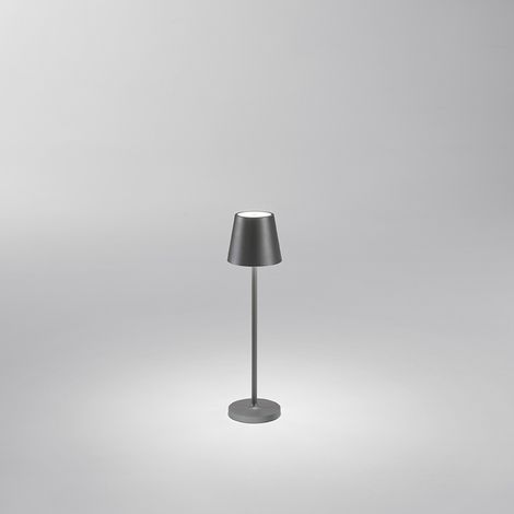 Lampada Tavolo Esterno Moderna Mini Diva Alluminio Grigio Led 1,5W 3000K (1/2)