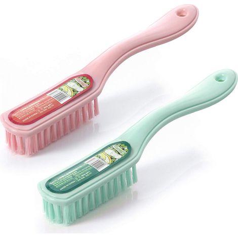 AGE Brosse à Linge, Brosse de Nettoyage à Long Manche, 2 pièces en Plastique brosses à Linge Souples Outil de Nettoyage pour vêtements (Rose, Vert) (1/5)