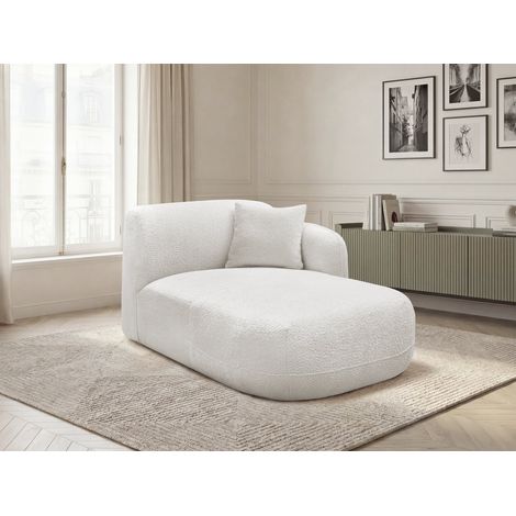 BOBOCHIC - Méridienne avec accoudoir pour canapé modulable ANDA tissu chenille Angle droit  Blanc