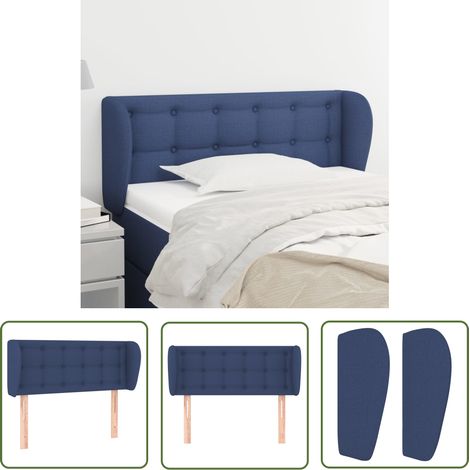 Tête de lit avec oreilles, Résistante et économique, Panneau de lit, Bleu 93x23x78/88 cm Tissu OIB5718E (1/5)