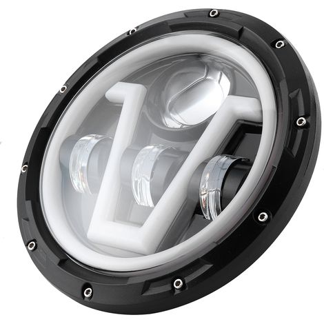 Kit 2 Phares Ronds LED 7 Pouces Blanc Jaune IP67 Étanche Compatible Jeep Wrangler JK 2007-2018 (1/5)