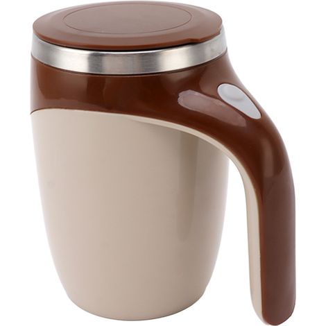 Mug mélangeur automatique de 380 ml avec agitateur magnétique, couvercle anti-éclaboussures, fonctionne sur piles, couleur café. (1/5)