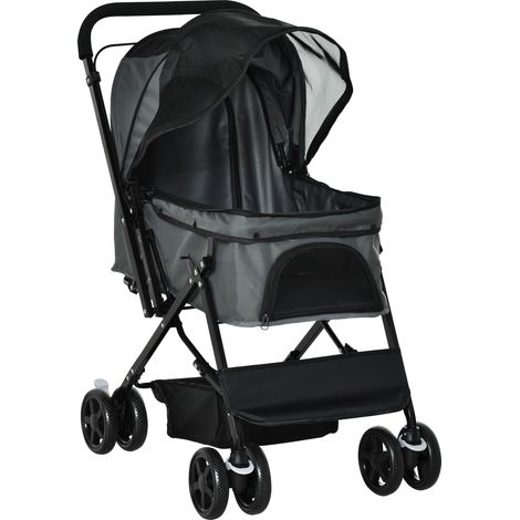 Poussette chien chat Oxford gris foncé 76.5 x 52 x 95 cm