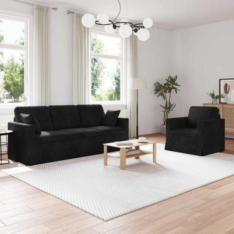 Sofa Set 2 pcs Schwarz 198 x 78 x 80 cm Samt