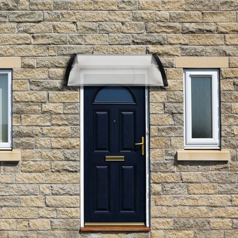 Durable Eaves Canopy for Door and Window Rain Protection-100x80cm ABS Polycarbonate Mini Shelter,Easy Install Black Design (1/5)