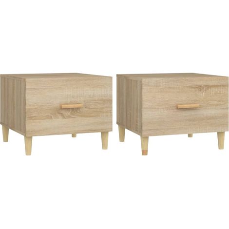 Set di 2 comodini con cassetto 50 x 50 x 40 cm in legno ingegnerizzato color rovere DEC040383
