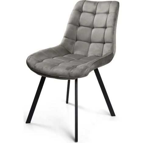 Set de 4 poltronas de terciopelo gris 53x43x85
