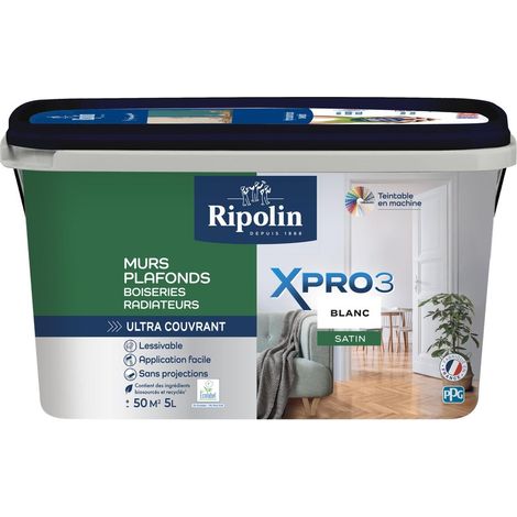 RIPOLIN Xpro3 5L Vernice bianca satinata per pareti, soffitti e infissi in legno RIPOLIN (1/4)