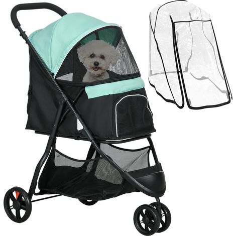 Poussette Pliante Housse Pluie Chiens XS Chiens S Vert Y (1/5)