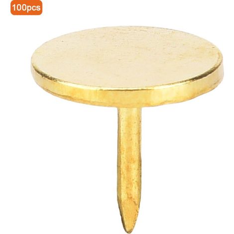 100 clous de tapissier à tête plate, ronds, style antique, décoratifs, jaunes, 11 x 11 mm (1/5)