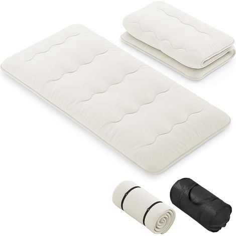 GOPLUS Matelas Futon Japonais 1 Personnes 90x200CM-Lit de Couchage Enroulable de Sol et Portable avec Sac de Transport Beige (1/5)