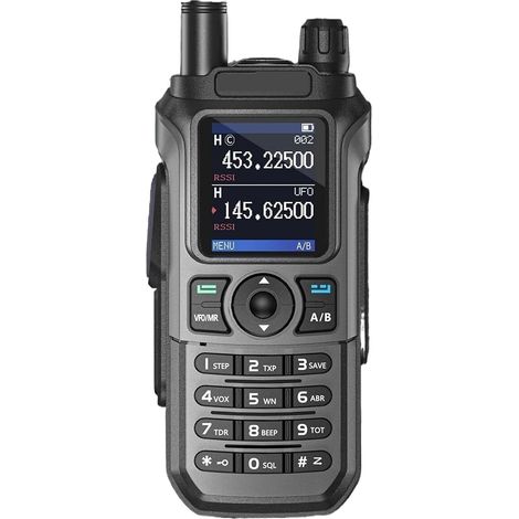 Walkie Talkie inalámbrico, copia de frecuencia, largo alcance de 16 km, linterna impermeable, cargador tipo C, radioaficionado UV 5R con sonido nítido (gris) (1/5)
